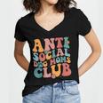 Anti Social Dog Moms Club Introvert Dog Mom Retro Men Women Women's Jersey Short Sleeve Deep V-Neck Tshirt