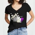 Asexual Book Lover LGBT Reading Pride Ace Flag Daisy Women's Jersey Short Sleeve Deep V-Neck Tshirt Asexual Book Lover LGBT Reading Pride Ace Flag Daisy Women's Jersey Short Sleeve Deep V-Neck Tshirt