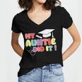 My Auntie Did It Aunt Graduation Nurse Doctor Aunt Graduated Women's Jersey Short Sleeve Deep V-Neck Tshirt