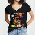 My Baby Just Crushed Preschool Graduation Women's Jersey Short Sleeve Deep V-Neck Tshirt