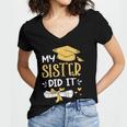 Back To School My Sister Did It Graduation Proud Sister Graduated Female X-Small Women's Jersey Short Sleeve Deep V-Neck Tshirt