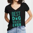 Best Dog Walker Ever Graduation New Shirt Dog Lover Women's Jersey Short Sleeve Deep V-Neck Tshirt