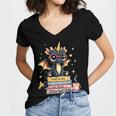 Book Lover Chibi Dragon With Big Red Glasses Bookworm Women's Jersey Short Sleeve Deep V-Neck Tshirt
