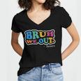 Bruh We Out Seniors End Of School Student Graduation Class Women's Jersey Short Sleeve Deep V-Neck Tshirt
