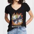 Buffering Glitched CD On Fire 2000s Nostalgia Women's Jersey Short Sleeve Deep V-Neck Tshirt