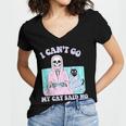 I Can't Go My Cat Said No Introvert Anxiety Cat Lover Women's Jersey Short Sleeve Deep V-Neck Tshirt