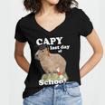 Capy Last Day Of School Capybara Graduation Quote Women's Jersey Short Sleeve Deep V-Neck Tshirt