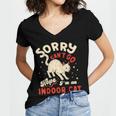 Cat Lover Sorry Cant Go Im An Indoor Introvert Cat Mom Women's Jersey Short Sleeve Deep V-Neck Tshirt Cat Lover Sorry Cant Go Im An Indoor Introvert Cat Mom Women's Jersey Short Sleeve Deep V-Neck Tshirt