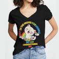 Cat Mom Loves Cats Dad Not In The Mood For People Introvert Women's Jersey Short Sleeve Deep V-Neck Tshirt