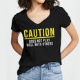 Caution Does Not Play Well With Others Introvert Women's Jersey Short Sleeve Deep V-Neck Tshirt Caution Does Not Play Well With Others Introvert Women's Jersey Short Sleeve Deep V-Neck Tshirt
