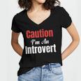 Caution I'm An Introvert Sarcastic Geek Video Gamer Jokes Women's Jersey Short Sleeve Deep V-Neck Tshirt Caution I'm An Introvert Sarcastic Geek Video Gamer Jokes Women's Jersey Short Sleeve Deep V-Neck Tshirt