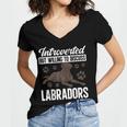 Chocolate Lab Dog Introvert Chocolate Labrador Retriever Women's Jersey Short Sleeve Deep V-Neck Tshirt