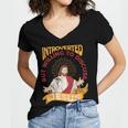Christian Jesus Religious Sayings Catholic Introvert Women's Jersey Short Sleeve Deep V-Neck Tshirt