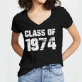Class Of 1974 High School College Graduation Reunion Women's Jersey Short Sleeve Deep V-Neck Tshirt