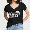 Class Of 2017 Cute Graduation T-Shirt Women's Jersey Short Sleeve Deep V-Neck Tshirt