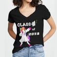 Class Of 2018 Graduation Him Her Unicorn Dabbing Shirt Women's Jersey Short Sleeve Deep V-Neck Tshirt
