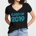 Class Of 2019 High School Graduation Teal Senior Women's Jersey Short Sleeve Deep V-Neck Tshirt