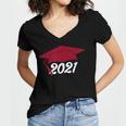 Class Of 2021 Burgundy Regalia Graduation Women's Jersey Short Sleeve Deep V-Neck Tshirt