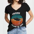 Class Of 2021 Done Senior Graduation Retro Sunset Women's Jersey Short Sleeve Deep V-Neck Tshirt