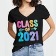 Class Of 2021 Graduation Grow With Me Women's Jersey Short Sleeve Deep V-Neck Tshirt