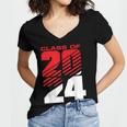 Class Of 2024 High School Senior Graduation Red Sports Style Women's Jersey Short Sleeve Deep V-Neck Tshirt