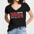 Class Of 2024 Senior Year Boys Girls School Graduation Women's Jersey Short Sleeve Deep V-Neck Tshirt
