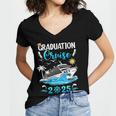 Class Of 2025 Graduation Cruise Senior Graduates Vacation Women's Jersey Short Sleeve Deep V-Neck Tshirt
