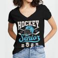 Class Of 2025 Hockey Senior Graduation Graduate Grad Women's Jersey Short Sleeve Deep V-Neck Tshirt