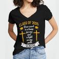 Class Of 2025 Senior Graduation Cross Quote Faith In God Women's Jersey Short Sleeve Deep V-Neck Tshirt