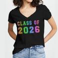 Class Of 2026 High School Graduation Date GraduateShirt Women's Jersey Short Sleeve Deep V-Neck Tshirt