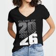 Class Of 2026 High School Senior Graduation Grey Sport Style Women's Jersey Short Sleeve Deep V-Neck Tshirt