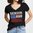 Class Of 2026 Senior Back To School American Flag Graduation Women's Jersey Short Sleeve Deep V-Neck Tshirt