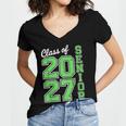 Class Of 2027 Senior 27 High School Graduation Senior 2027 Women's Jersey Short Sleeve Deep V-Neck Tshirt