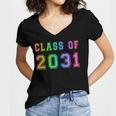Class Of 2031 High School Graduation Date Kindergarten Shirt Women's Jersey Short Sleeve Deep V-Neck Tshirt