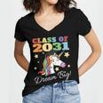 Class Of 2031 Magical Unicorn Graduation Cap Women's Jersey Short Sleeve Deep V-Neck Tshirt