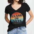 Class Of 2035 Senior Graduate Retro Graduation Women's Jersey Short Sleeve Deep V-Neck Tshirt
