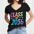 Class Of 2036 First Day Kindergarten Grow With Me Graduation Women's Jersey Short Sleeve Deep V-Neck Tshirt