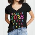 Class Of 2038 Senior Class 2038 Idea Graduation Grow With Me Women's Jersey Short Sleeve Deep V-Neck Tshirt