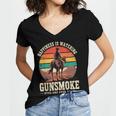 Classic Western Nostalgia Cowboy Sunset Women's Jersey Short Sleeve Deep V-Neck Tshirt
