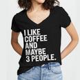 I Like Coffee Introvert Coffee Lovers Sarcastic Humor Women's Jersey Short Sleeve Deep V-Neck Tshirt