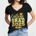 College Grad Class Of 2025 Senior Graduate Graduation Women's Jersey Short Sleeve Deep V-Neck Tshirt