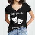 Cool Theater Graduation Tshirt Tragedy And Comedy Masks Women's Jersey Short Sleeve Deep V-Neck Tshirt