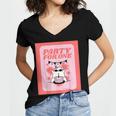 Cool Fun Cute Party Introvert Cat Character Women's Jersey Short Sleeve Deep V-Neck Tshirt Cool Fun Cute Party Introvert Cat Character Women's Jersey Short Sleeve Deep V-Neck Tshirt