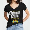 Criminal Justice Degree Graduation Senior Celebration Grad Women's Jersey Short Sleeve Deep V-Neck Tshirt