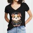 Cute Hamster Graduation Women's Jersey Short Sleeve Deep V-Neck Tshirt