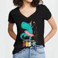 Cute Magical Ballerina Dino Unicorn Pre-K Graduation Women's Jersey Short Sleeve Deep V-Neck Tshirt