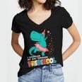 Cute Magical Ballerina Dino Unicorn Preschool Graduation Women's Jersey Short Sleeve Deep V-Neck Tshirt