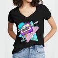 Dabbing Cassette Tape 70s 80s 80s Outfit Nostalgia Women's Jersey Short Sleeve Deep V-Neck Tshirt