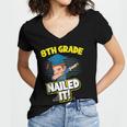 Dabbing Graduation Boy 8th Grade Class Of 2021 Women's Jersey Short Sleeve Deep V-Neck Tshirt