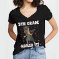 Dabbing Graduation Class Of 2025 Girls 5th Grade Nailed It Women's Jersey Short Sleeve Deep V-Neck Tshirt